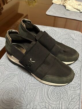 Michael Kors Black Slip-On Elastic Sneakers with MK Logo
